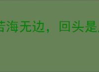 苦海无边，回头是岸