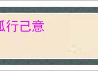 孤行己意