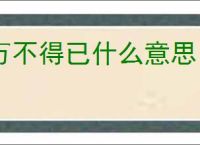 万不得已什么意思