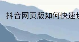 抖音网页版如何快速切换到下一个视频