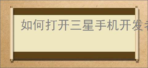 如何打开三星手机开发者模式