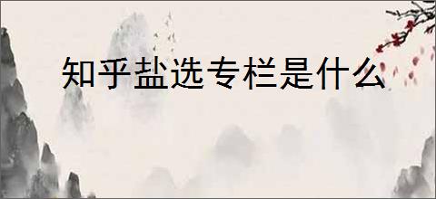 知乎盐选专栏是什么