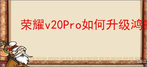 荣耀v20Pro如何升级鸿蒙系统