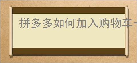 拼多多如何加入购物车一起付款