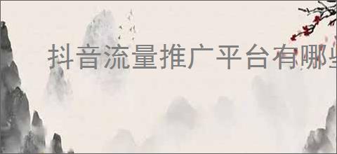 抖音流量推广平台有哪些