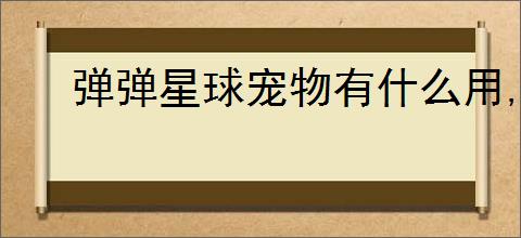 弹弹星球宠物有什么用,弹弹星球怎么获得宠物