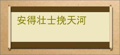 安得壮士挽天河