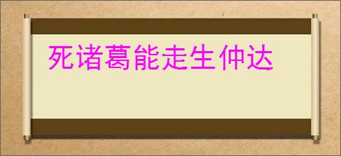 死诸葛能走生仲达