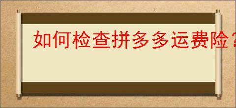 如何检查拼多多运费险？拼多多运费险的购买流程是什么？