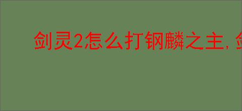 剑灵2怎么打钢麟之主,剑灵2钢麟之主打法攻略