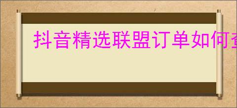 抖音精选联盟订单如何查询