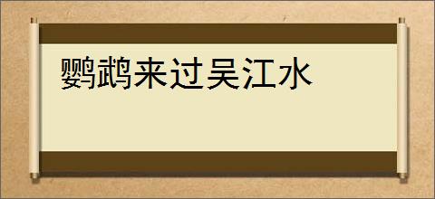 鹦鹉来过吴江水