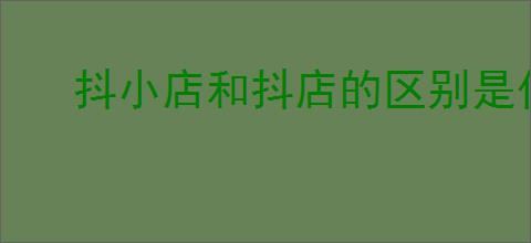 抖小店和抖店的区别是什么？如何选择适合自己的电商平台？