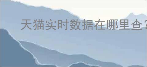 天猫实时数据在哪里查?如何分析?