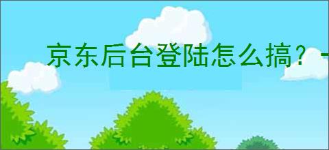 京东后台登陆怎么搞?一步教你快速进入京东后台!