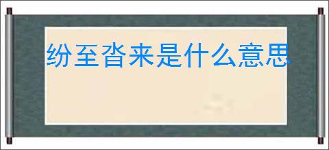 纷至沓来是什么意思