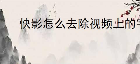 快影怎么去除视频上的字