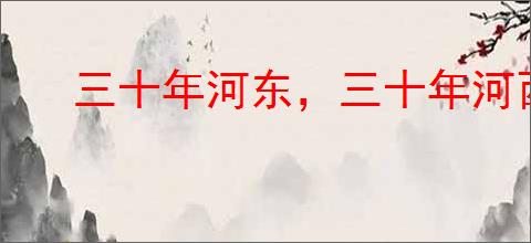 三十年河东，三十年河西