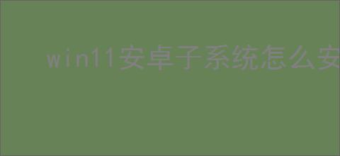 win11安卓子系统怎么安装