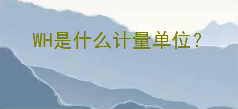WH是什么计量单位?