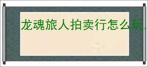 龙魂旅人拍卖行怎么玩,龙魂旅人拍卖行抢什么资源