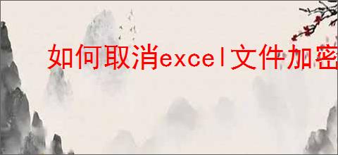 如何取消excel文件加密