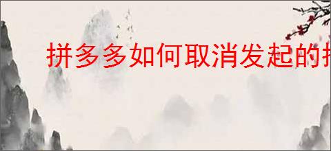 拼多多如何取消发起的拼单