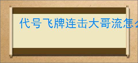 代号飞牌连击大哥流怎么玩,代号飞牌连击大哥流搭配推荐