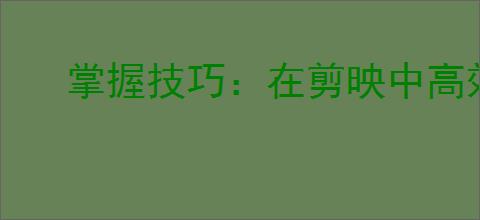掌握技巧:在剪映中高效提取视频音频里的文字信息