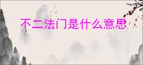 不二法门是什么意思