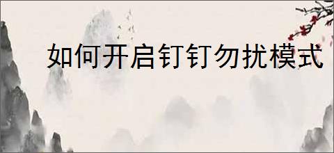 如何开启钉钉勿扰模式