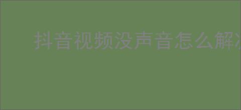 抖音视频没声音怎么解决