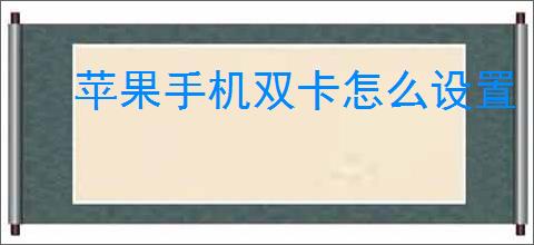 苹果手机双卡怎么设置