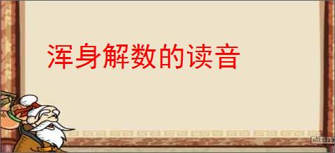 浑身解数的读音