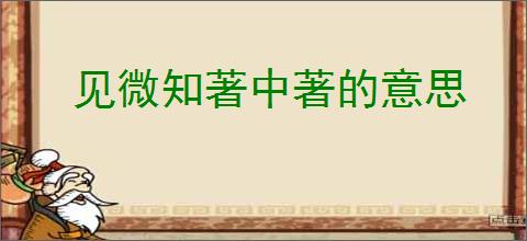 见微知著中著的意思