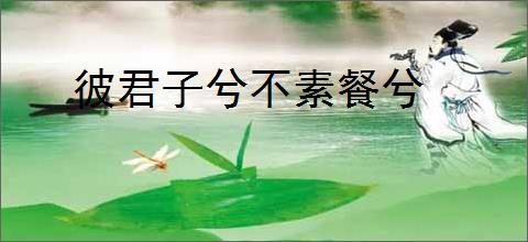 彼君子兮不素餐兮