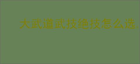 大武道武技绝技怎么选,大武道武技绝技选择推荐