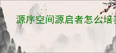 源序空间源启者怎么培养,源序空间源启者养成指南