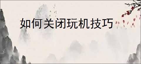 如何关闭玩机技巧