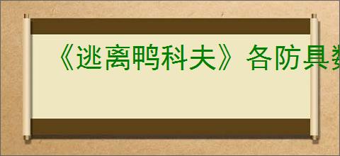 《逃离鸭科夫》各防具数据一览