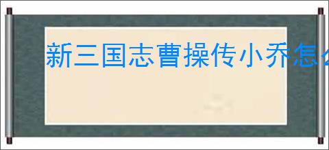 新三国志曹操传小乔怎么玩,新三国志曹操传小乔搭配推荐