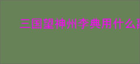 三国望神州李典用什么副将好,三国望神州李典副将选择攻略